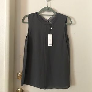 Vince Sleeveless Seamfront Blouse